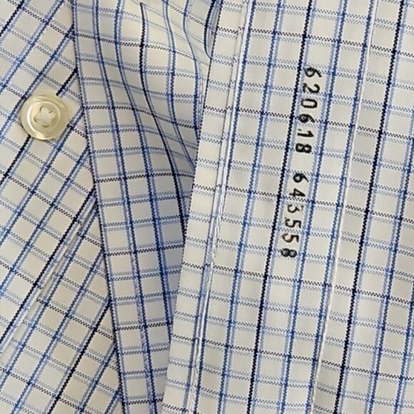 Brooks Brothers Madison Shirt Men's 17 - 36 Non-Iron Blue Checkered Long Sleeve - Picture 5 of 15